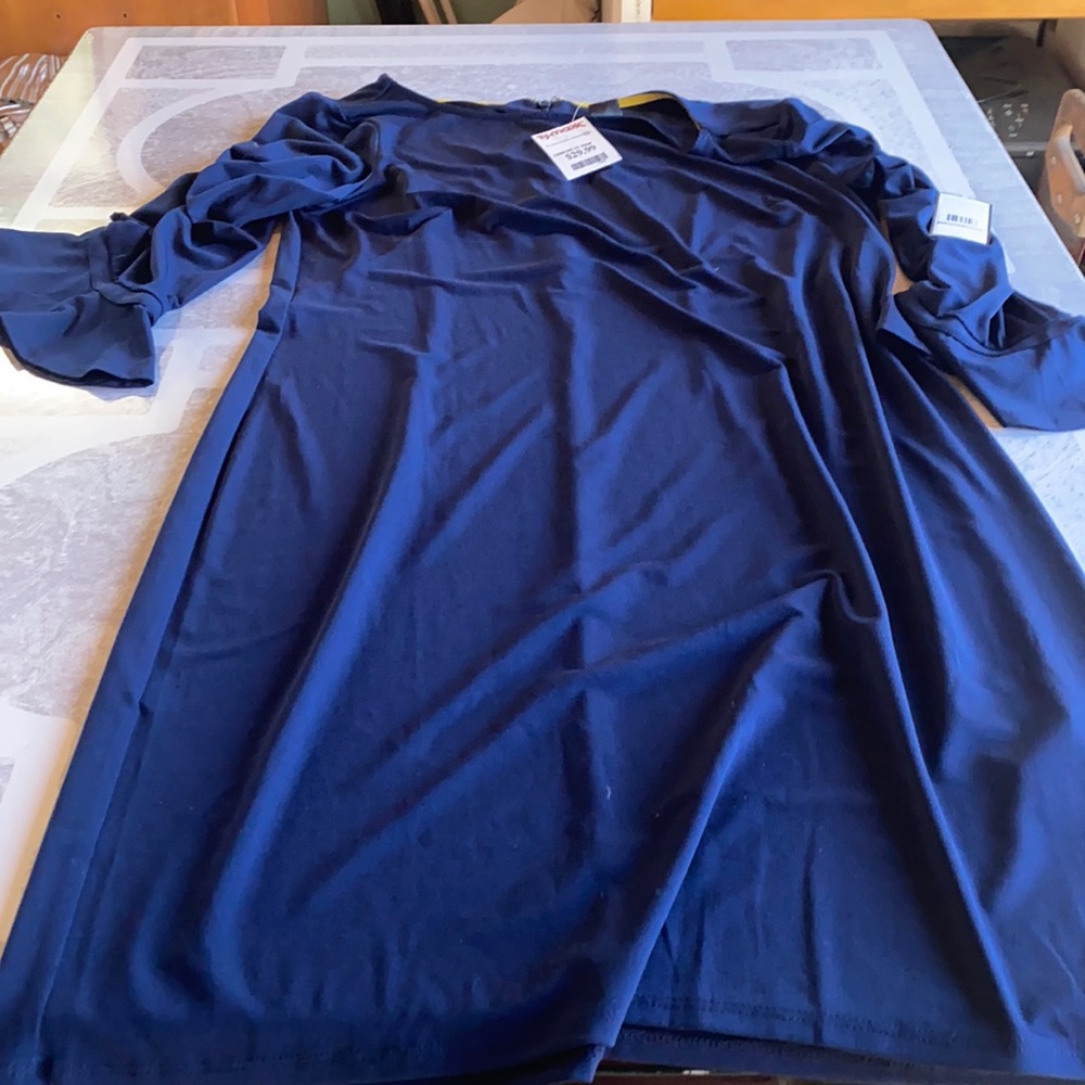 Navy blue dress with bell sleeves - brand new with tags